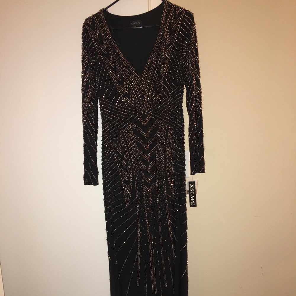 Brand New Xscape long black and gold gown